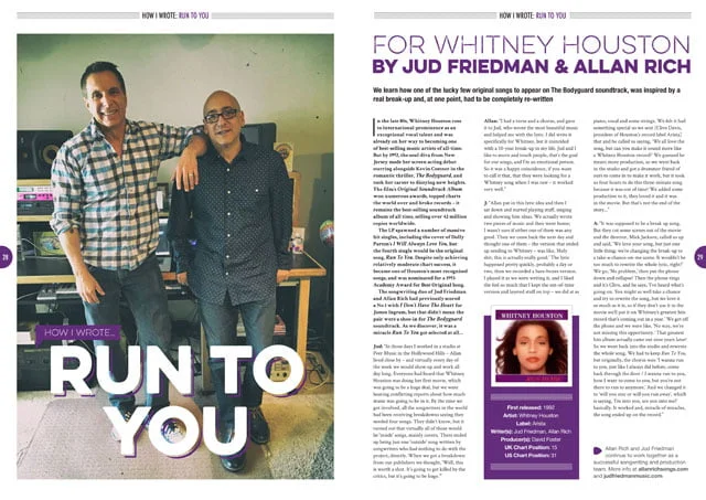 How I wrote Whitney Houston's 'Run To You' in Songwriting Magazine Summer 2018