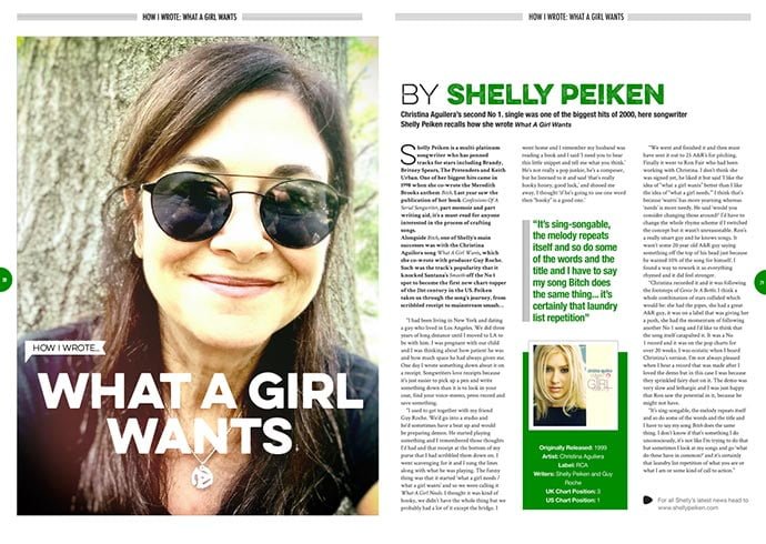 How I wrote 'What A Girl Wants' by Shelly Peiken in Songwriting Magazine August 2017