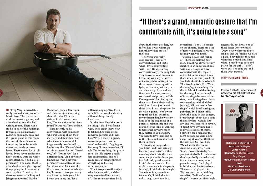 How we wrote 'Wanted' by Hunter Hayes