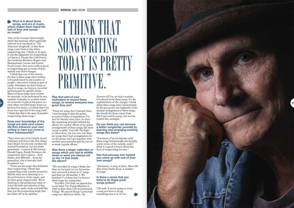 James Taylor in Songwriting Magazine Autumn 2020