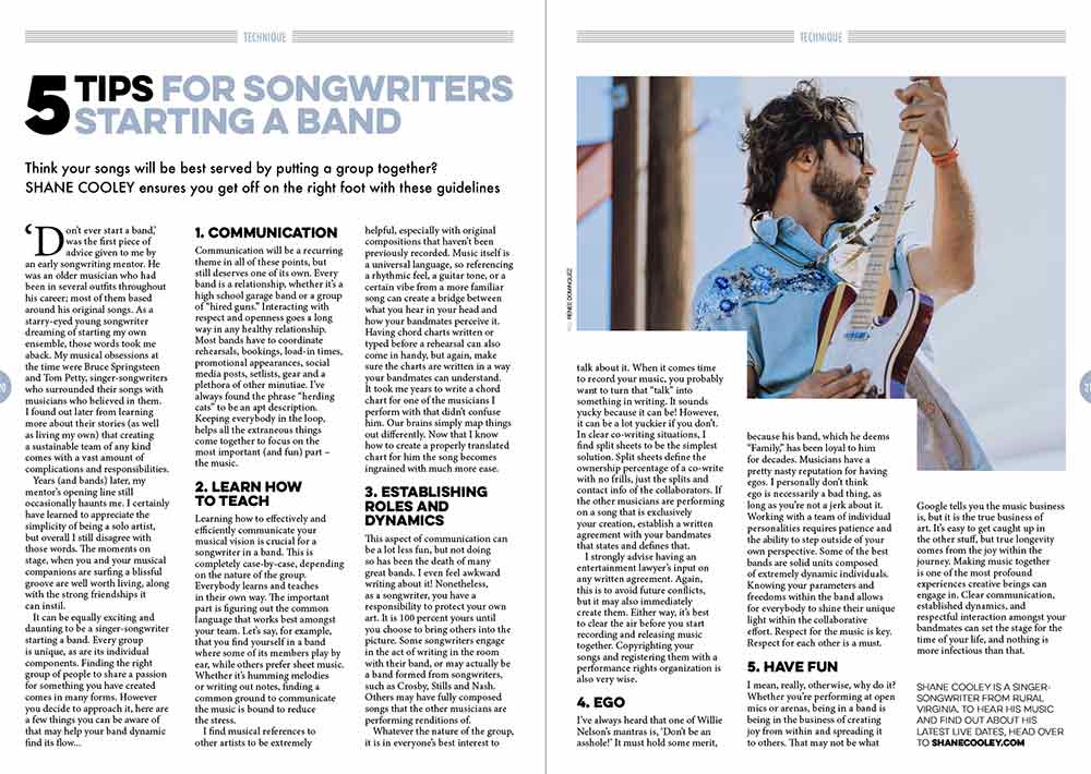 Shane Cooley in Songwriting Magazine